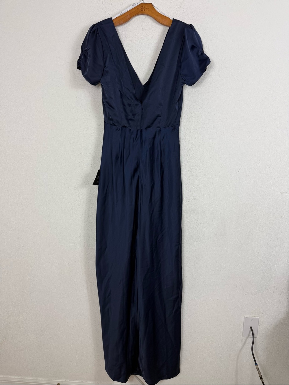 Lulus Epitome of Romance Navy Blue Satin Puff Sleeve Maxi Dress NWT Medium - Picture 6 of 9